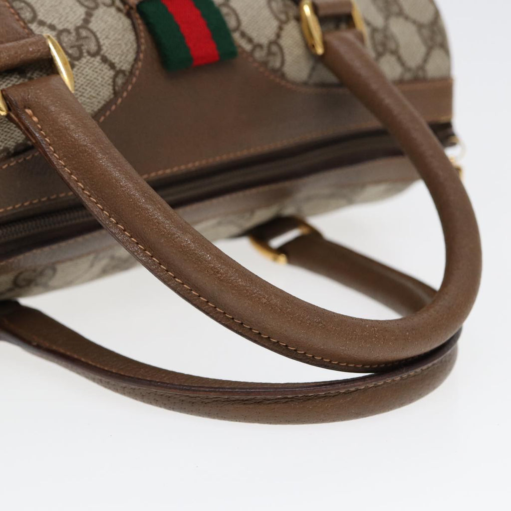GUCCI GG Supreme Web Sherry Line Boston Bag PVC Beige Red 40 02 006 84929
