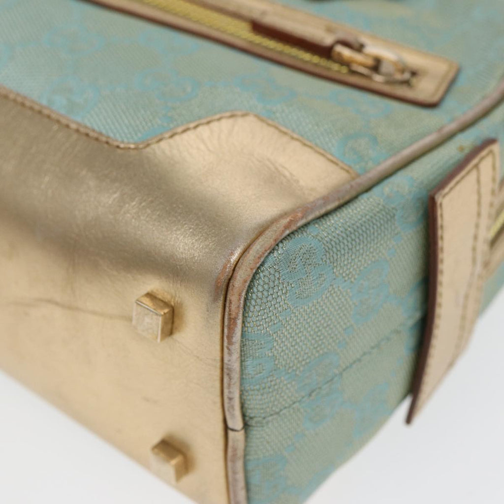GUCCI GG Canvas Hand Bag Blue Gold 000 0852 84930