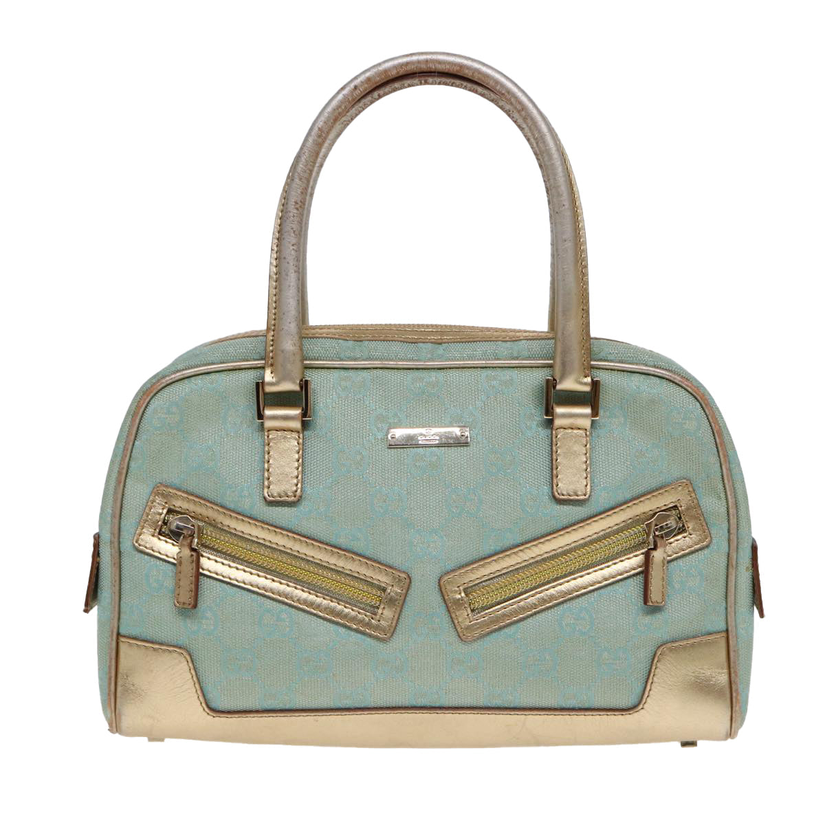 GUCCI GG Canvas Hand Bag Blue Gold 000 0852 84930