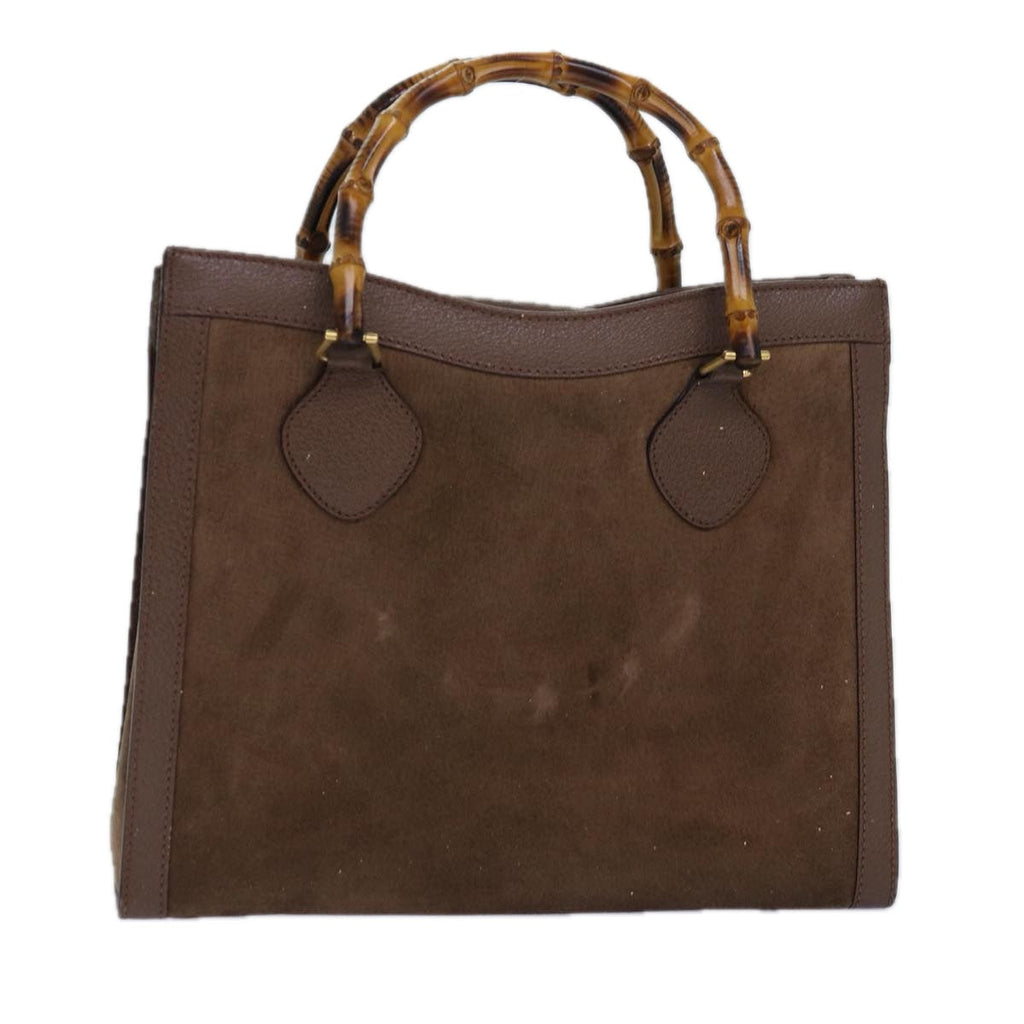 GUCCI Bamboo Hand Bag Suede Brown Gold 002 2853 0260 0 84940