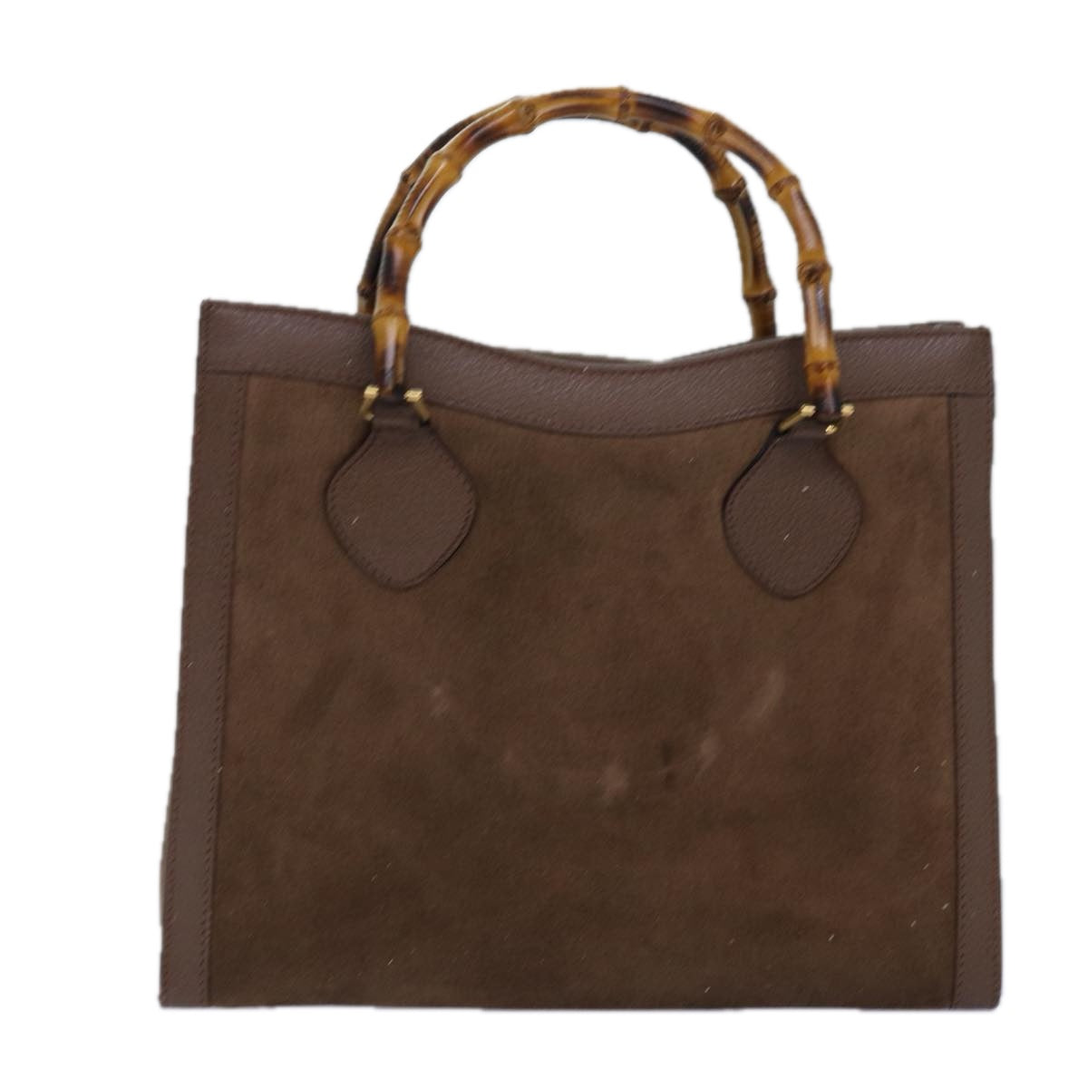 GUCCI Bamboo Hand Bag Suede Brown Gold 002 2853 0260 0 84940