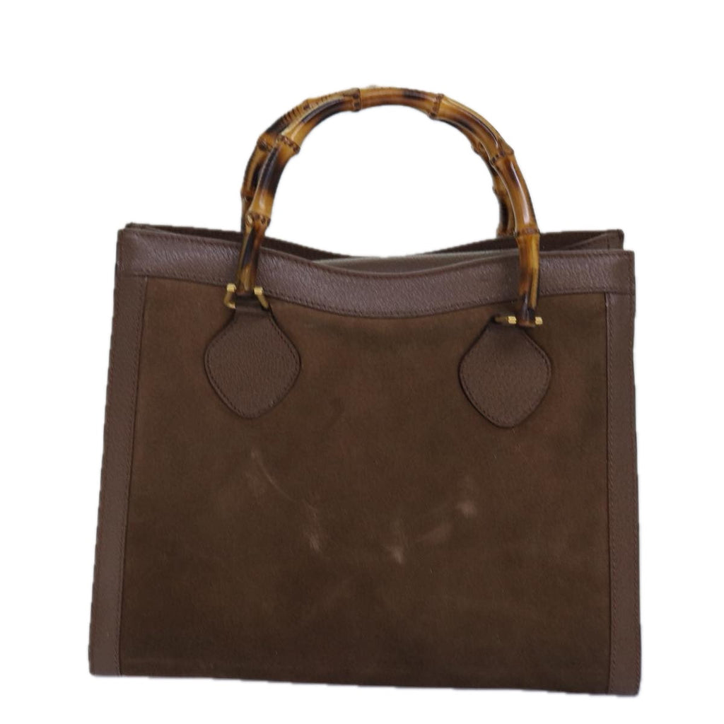 GUCCI Bamboo Hand Bag Suede Brown Gold 002 2853 0260 0 84940