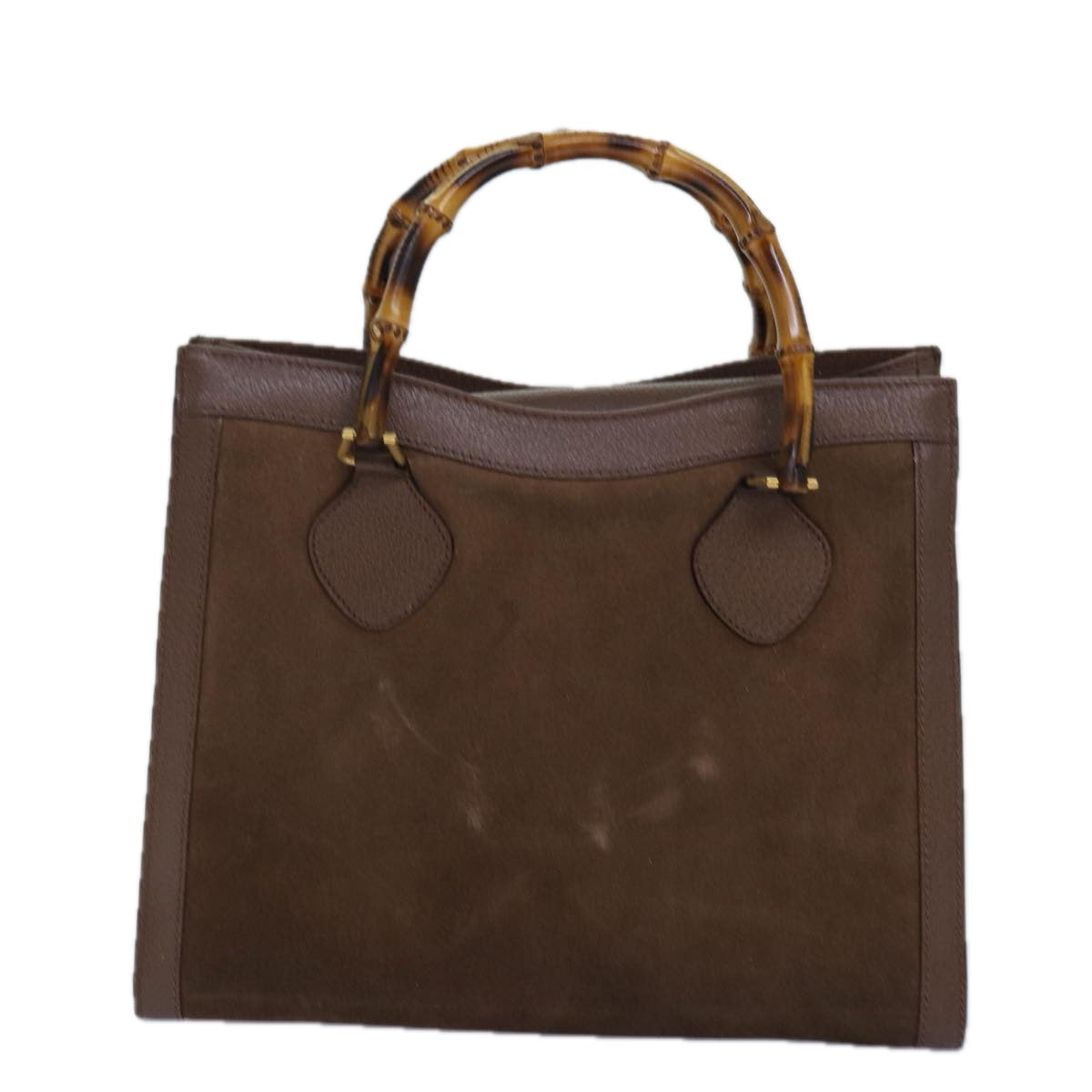 GUCCI Bamboo Hand Bag Suede Brown Gold 002 2853 0260 0 84940