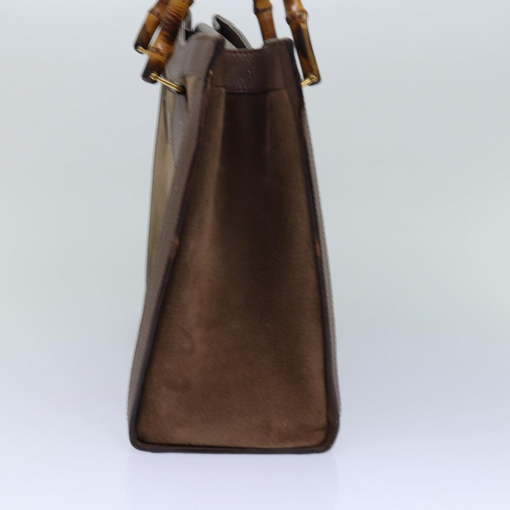 GUCCI Bamboo Hand Bag Suede Brown Gold 002 2853 0260 0 84940