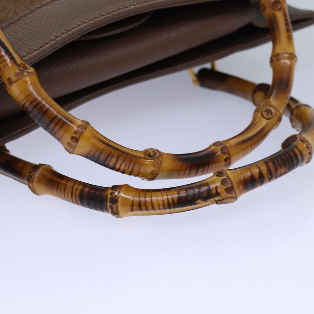 GUCCI Bamboo Hand Bag Suede Brown Gold 002 2853 0260 0 84940