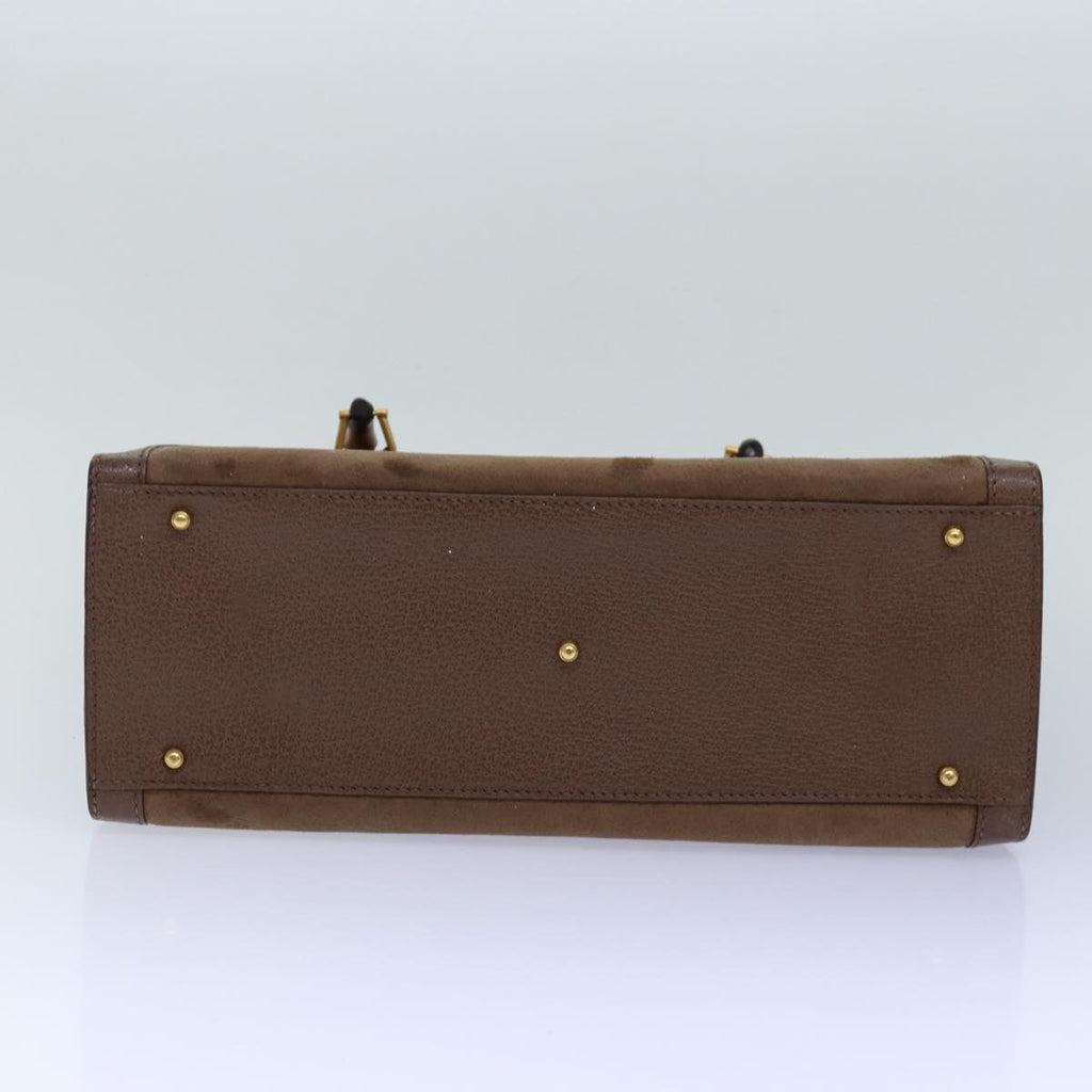 GUCCI Bamboo Hand Bag Suede Brown Gold 002 2853 0260 0 84940