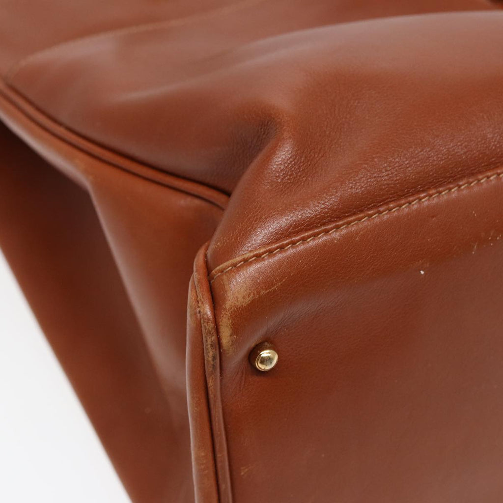 GUCCI Hand Bag Leather 2way Brown Gold 002 123 0332 84941