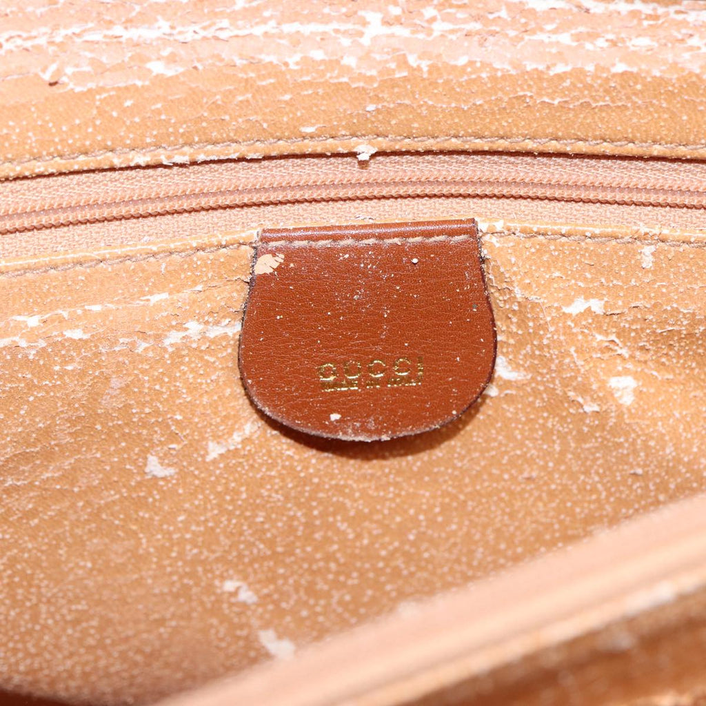 GUCCI Hand Bag Leather 2way Brown Gold 002 123 0332 84941