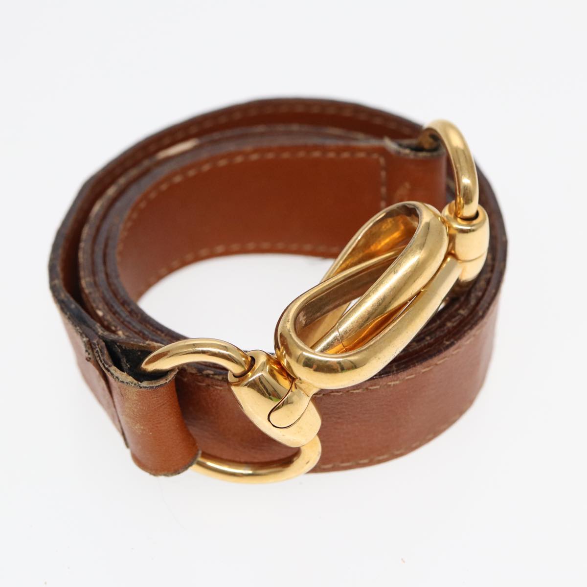 GUCCI Hand Bag Leather 2way Brown Gold 002 123 0332 84941