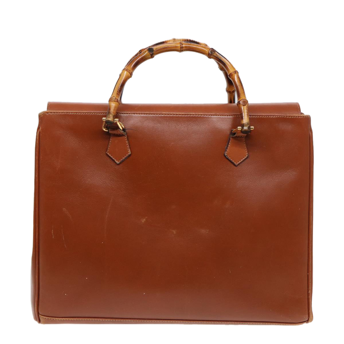 GUCCI Hand Bag Leather 2way Brown Gold 002 123 0332 84941