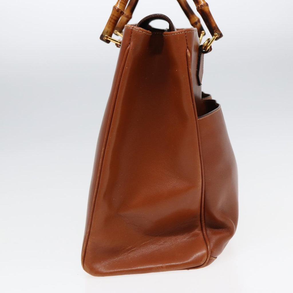 GUCCI Hand Bag Leather 2way Brown Gold 002 123 0332 84941