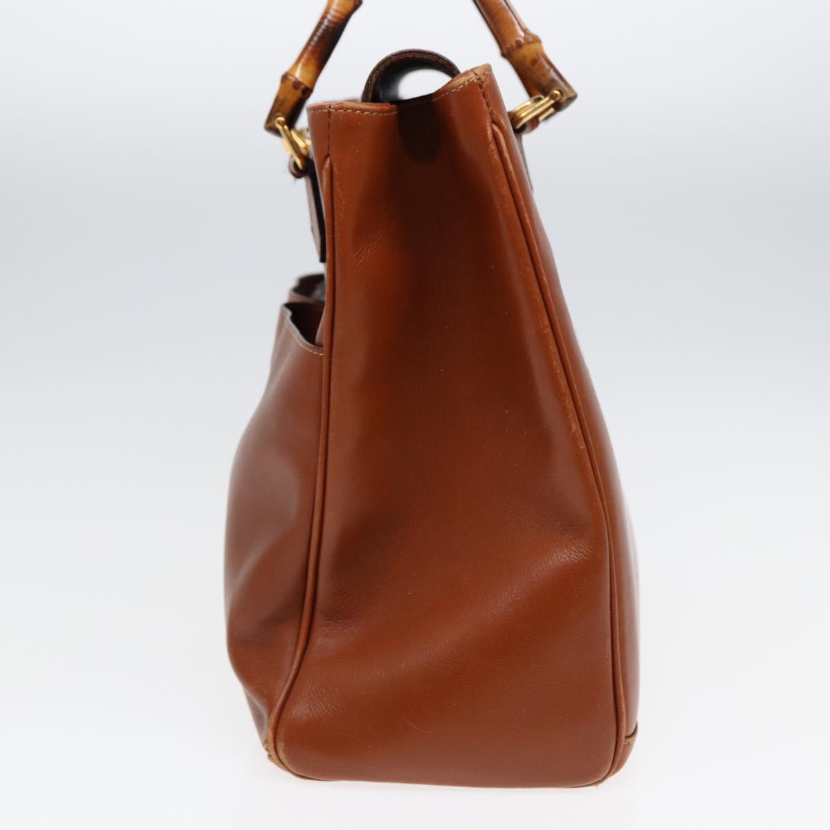 GUCCI Hand Bag Leather 2way Brown Gold 002 123 0332 84941