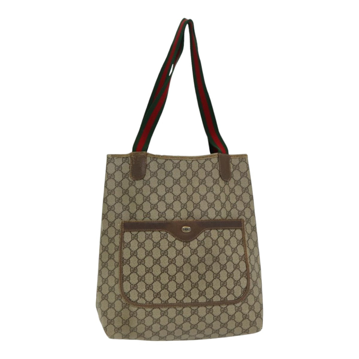 GUCCI GG Supreme Web Sherry Line Tote Bag PVC Leather Beige 39 02 003 84942