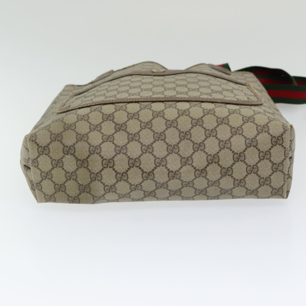 GUCCI GG Supreme Web Sherry Line Tote Bag PVC Leather Beige 39 02 003 84942