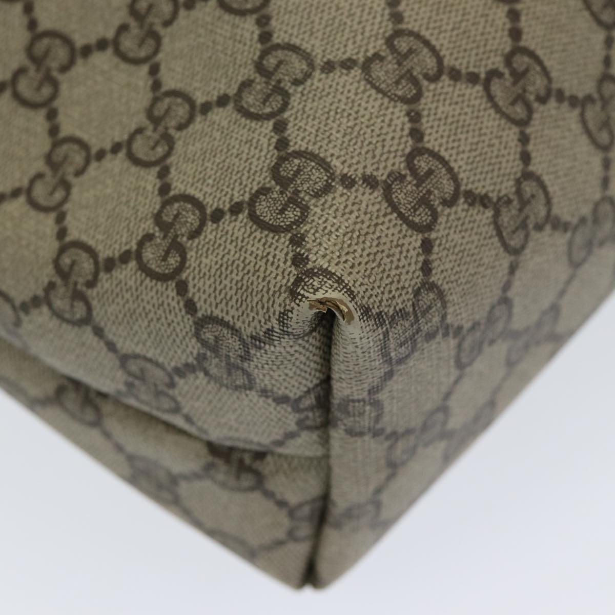 GUCCI GG Supreme Web Sherry Line Tote Bag PVC Leather Beige 39 02 003 84942
