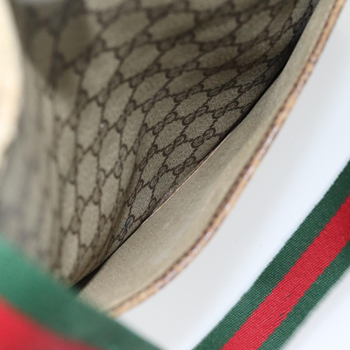 GUCCI GG Supreme Web Sherry Line Tote Bag PVC Leather Beige 39 02 003 84942
