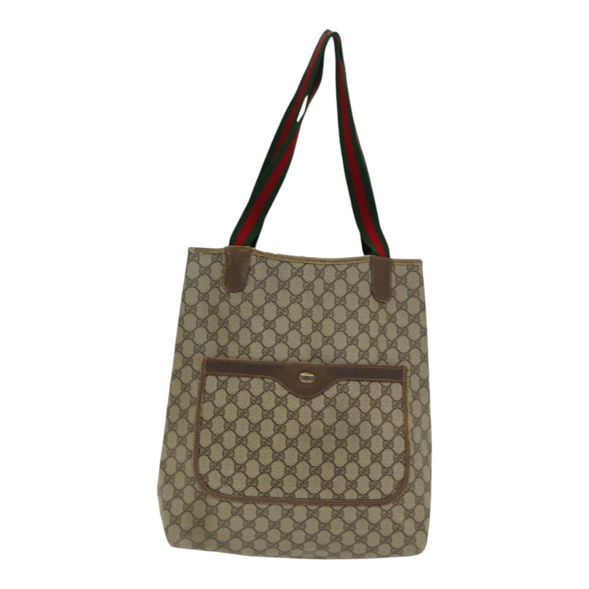 GUCCI GG Supreme Web Sherry Line Tote Bag PVC Leather Beige 39 02 003 84942