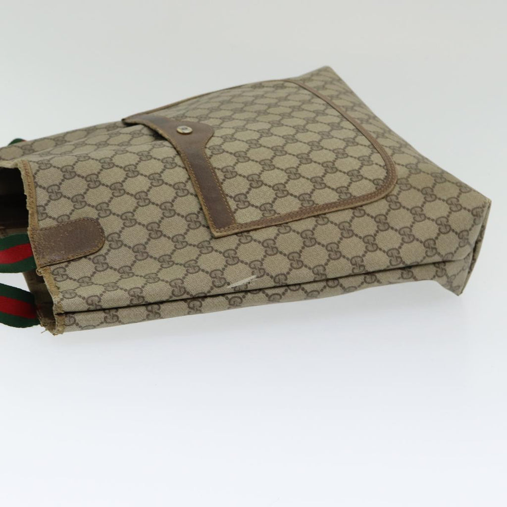 GUCCI GG Supreme Web Sherry Line Tote Bag PVC Leather Beige 39 02 003 84942