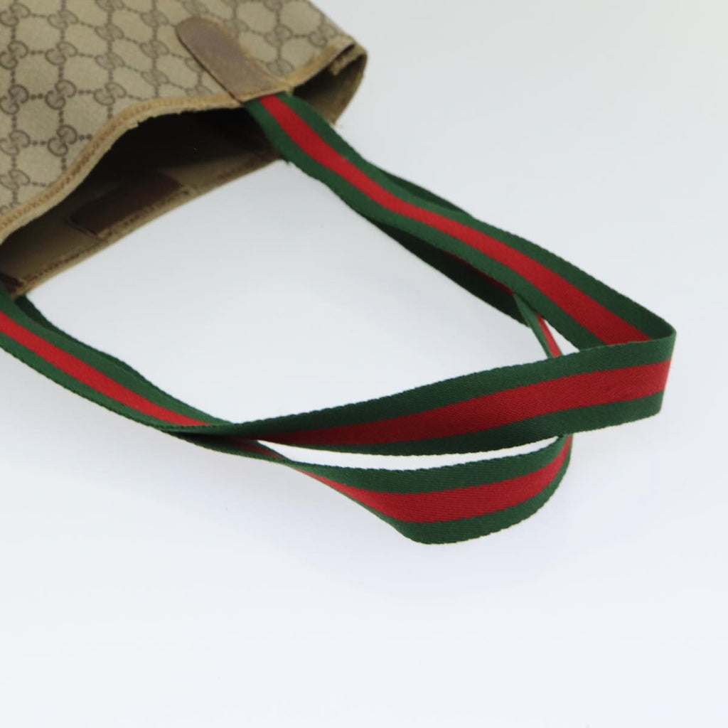 GUCCI GG Supreme Web Sherry Line Tote Bag PVC Leather Beige 39 02 003 84942