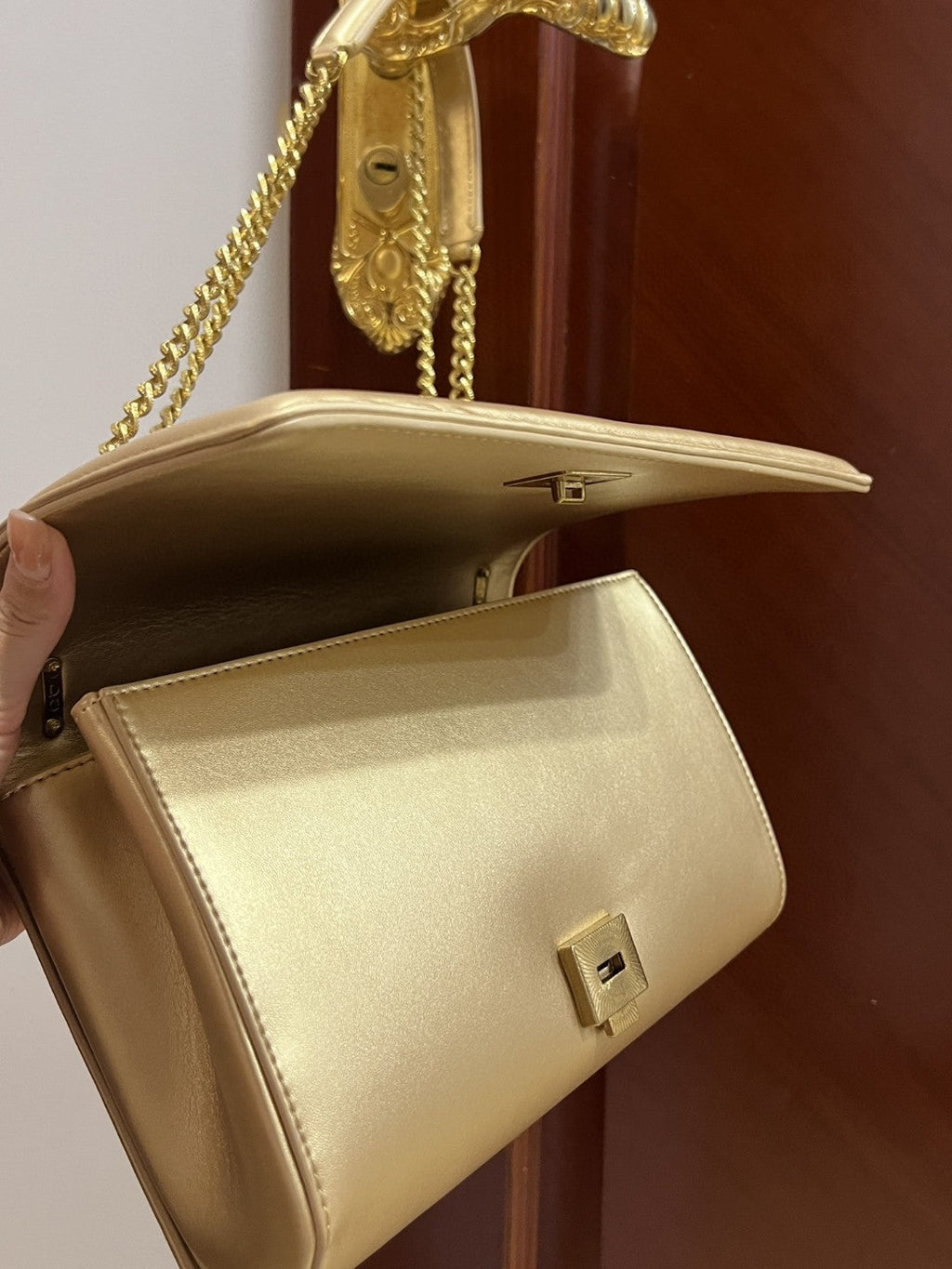 DG Large Devotion Bag In Quilted Nappa Gold For Women 10in/26cm DG