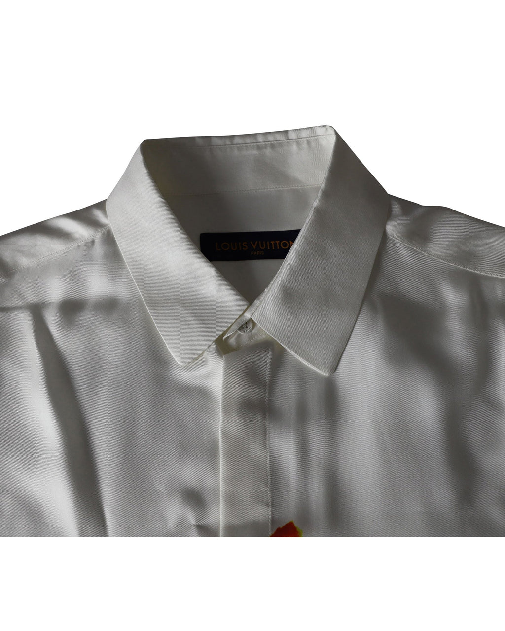 Louis Vuitton Painted Flower Dress Shirt in White Silk
