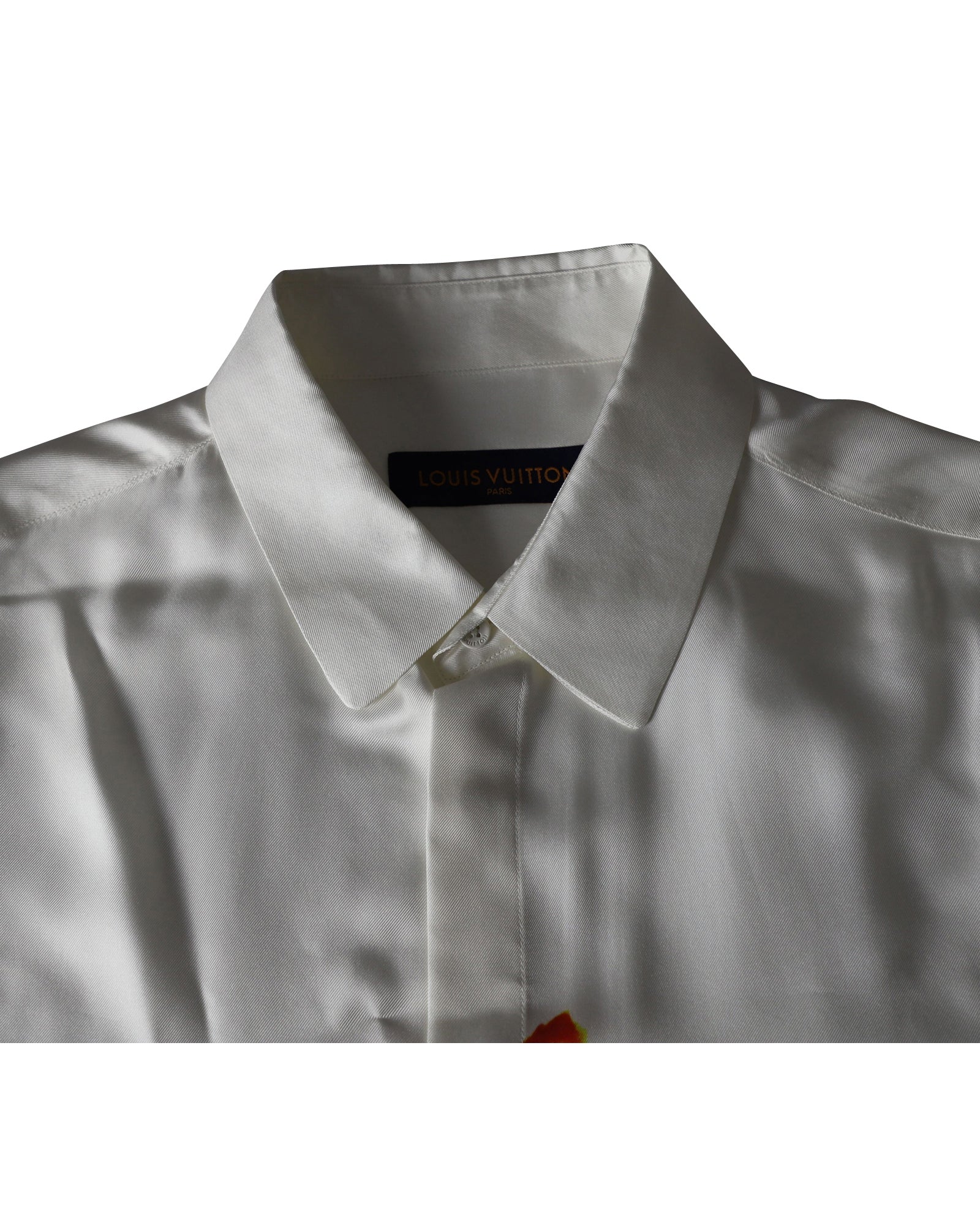 Louis Vuitton Painted Flower Dress Shirt in White Silk