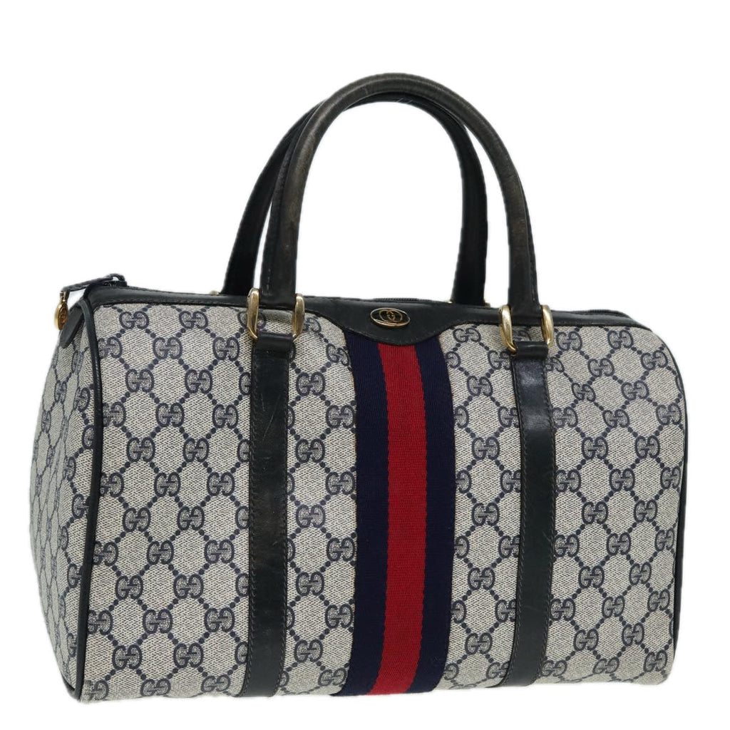 GUCCI GG Supreme Sherry Line Boston Bag PVC Navy Red 012 3842 33 39 85053