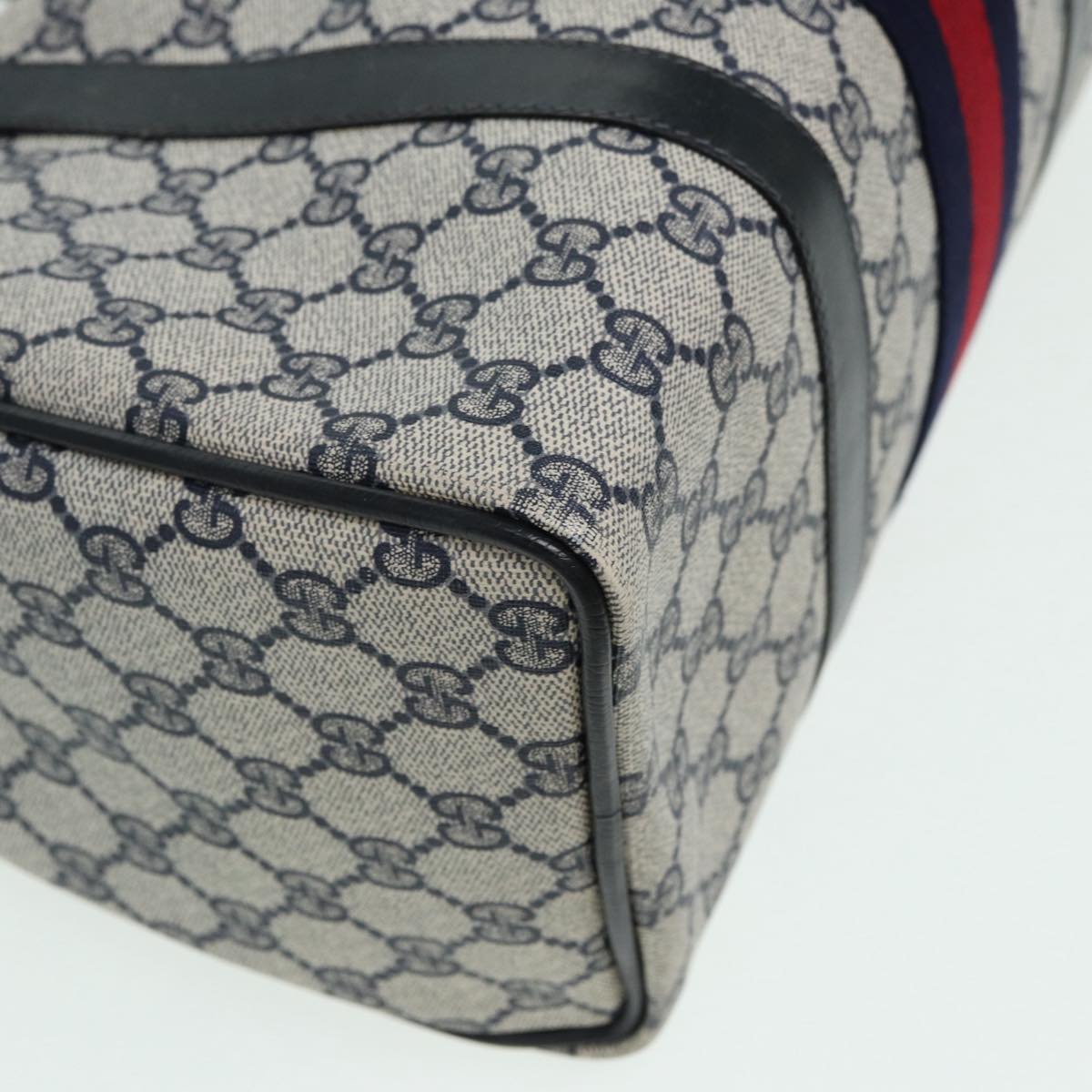 GUCCI GG Supreme Sherry Line Boston Bag PVC Navy Red 012 3842 33 39 85053