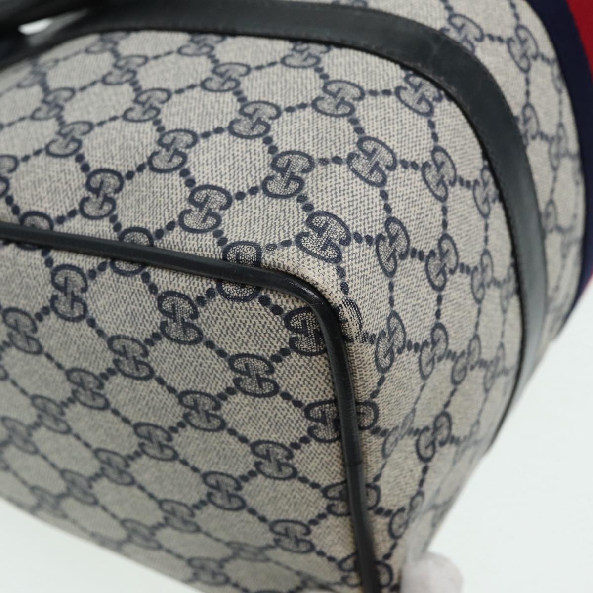 GUCCI GG Supreme Sherry Line Boston Bag PVC Navy Red 012 3842 33 39 85053