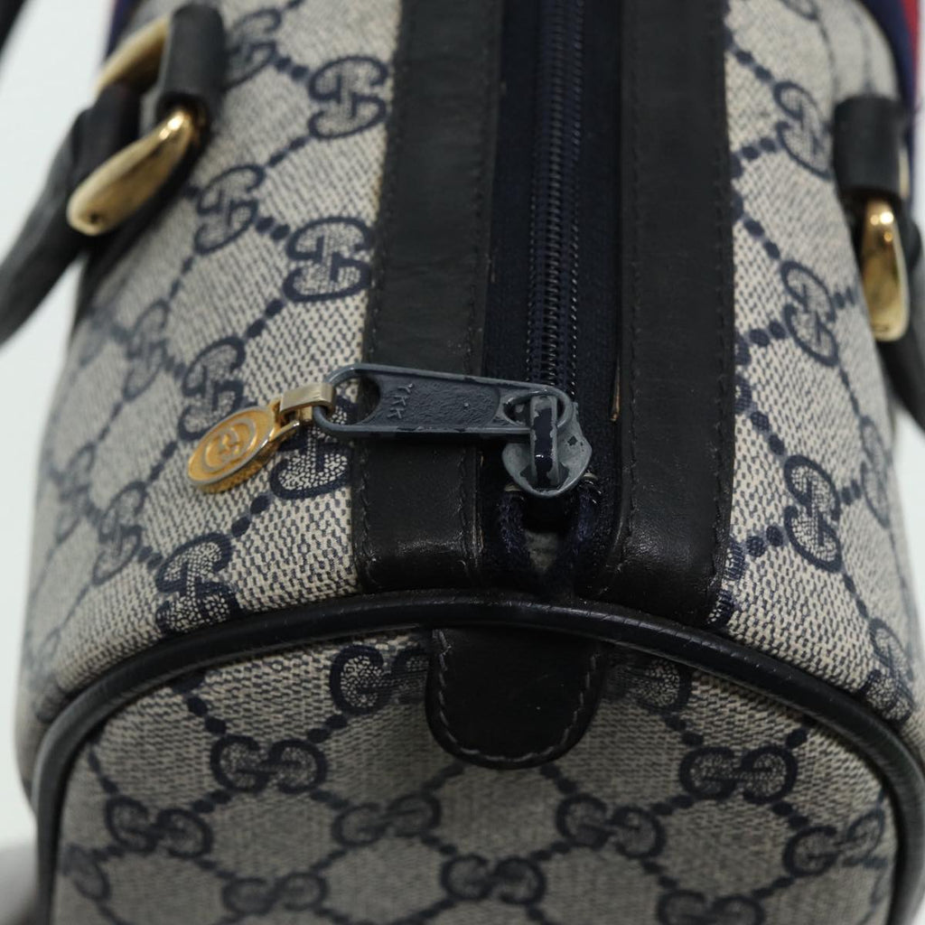 GUCCI GG Supreme Sherry Line Boston Bag PVC Navy Red 012 3842 33 39 85053