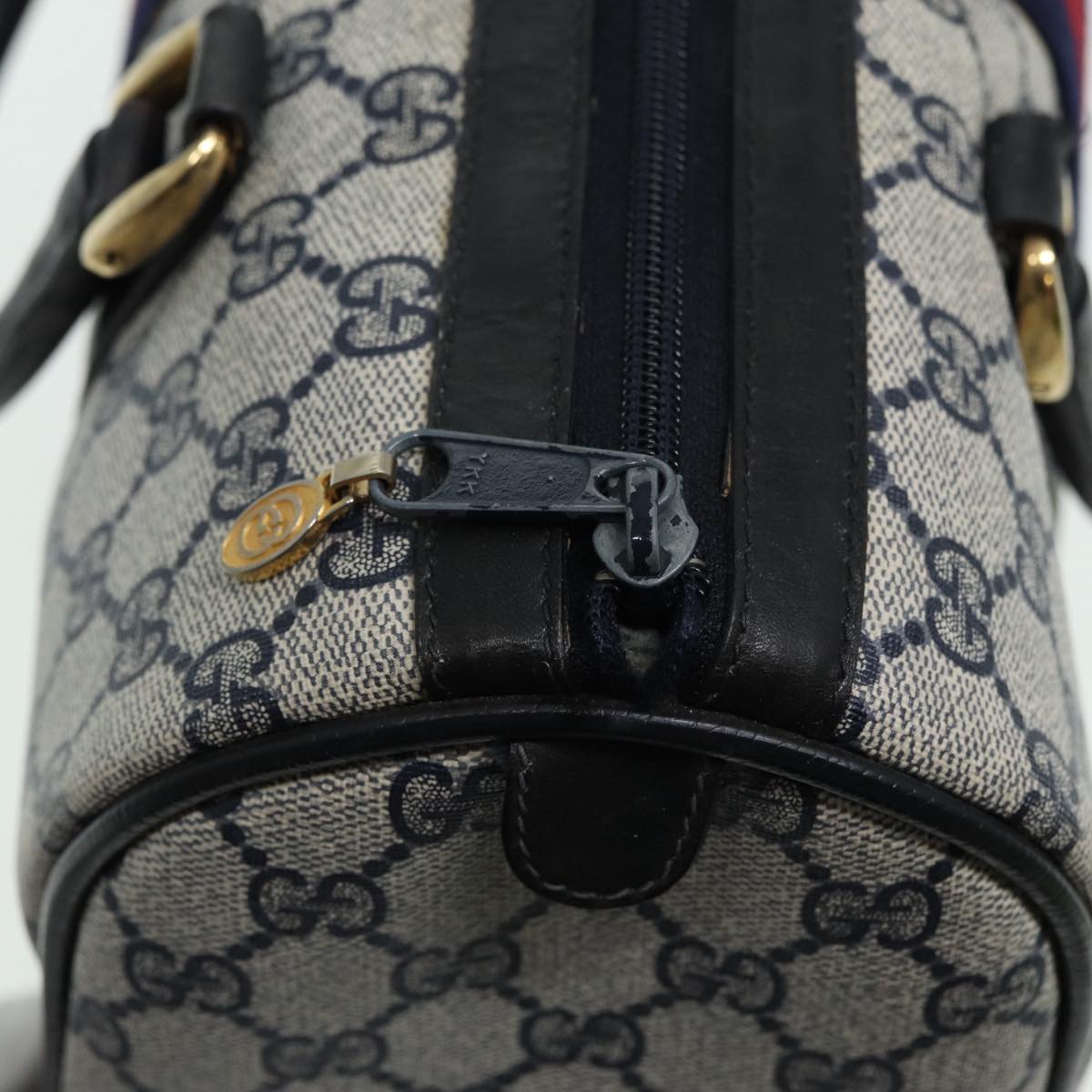 GUCCI GG Supreme Sherry Line Boston Bag PVC Navy Red 012 3842 33 39 85053