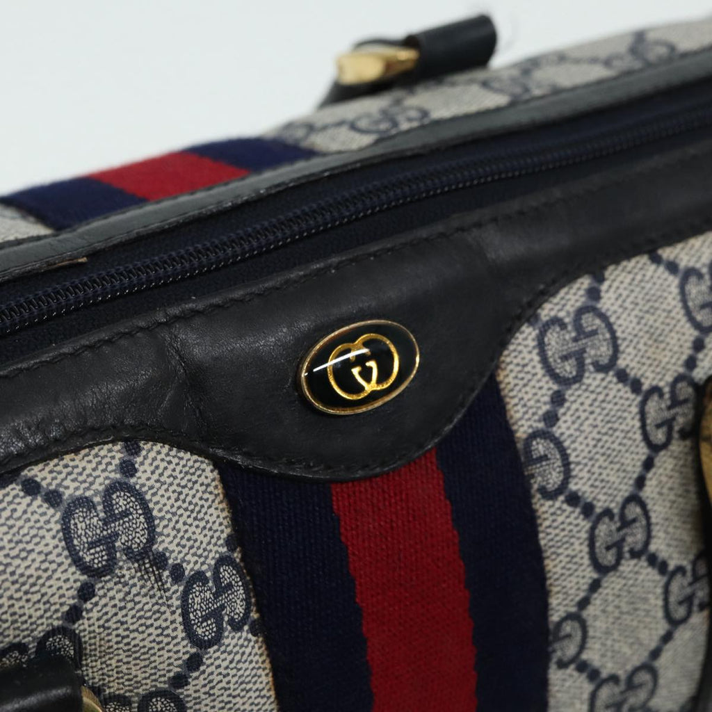 GUCCI GG Supreme Sherry Line Boston Bag PVC Navy Red 012 3842 33 39 85053