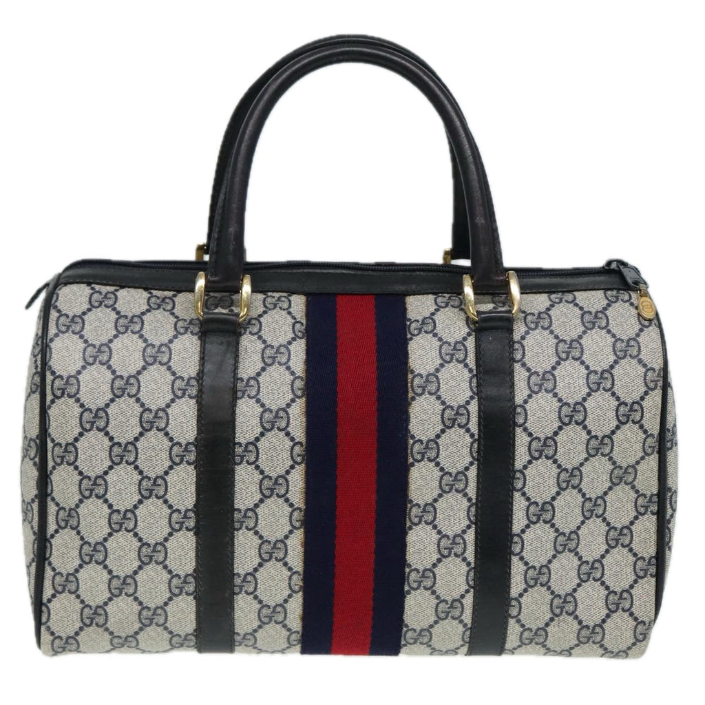 GUCCI GG Supreme Sherry Line Boston Bag PVC Navy Red 012 3842 33 39 85053
