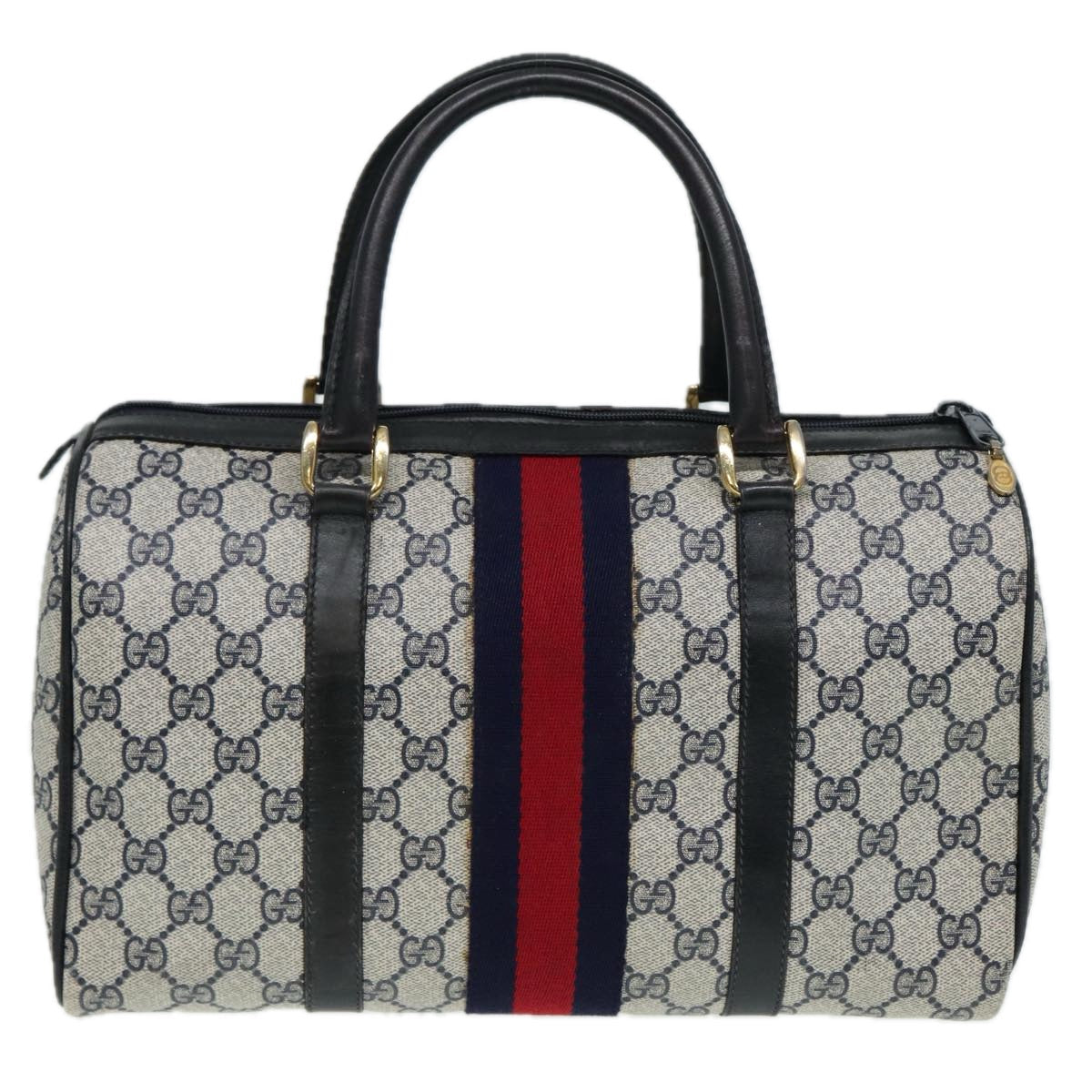 GUCCI GG Supreme Sherry Line Boston Bag PVC Navy Red 012 3842 33 39 85053