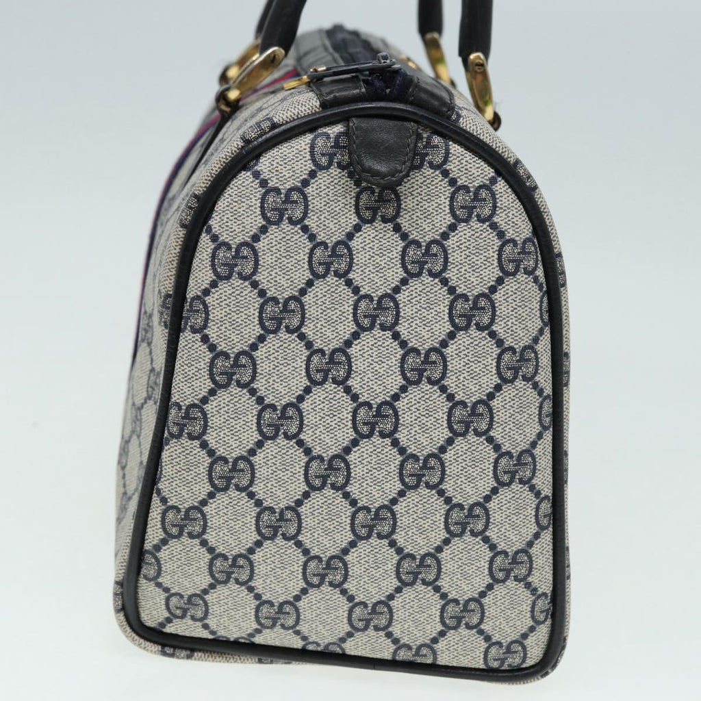 GUCCI GG Supreme Sherry Line Boston Bag PVC Navy Red 012 3842 33 39 85053