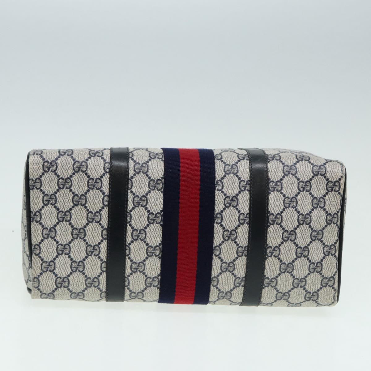 GUCCI GG Supreme Sherry Line Boston Bag PVC Navy Red 012 3842 33 39 85053