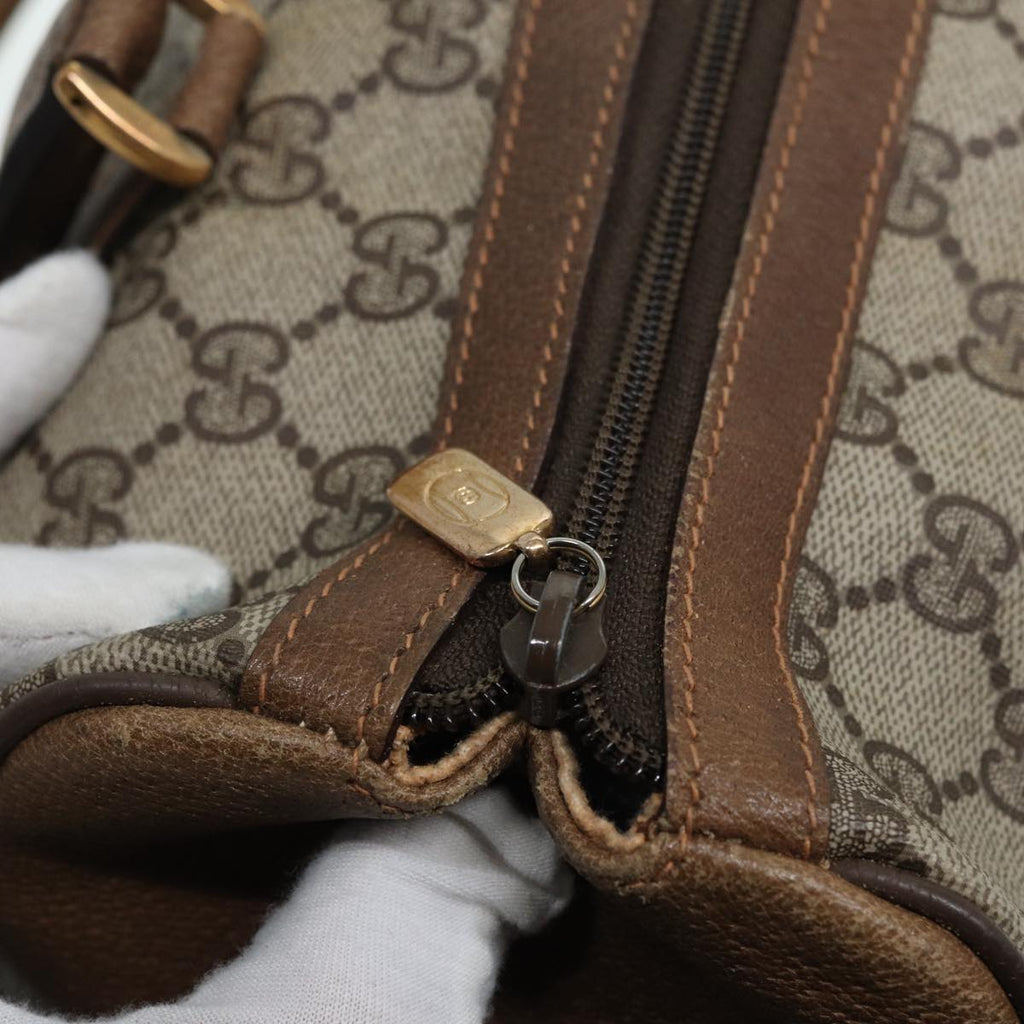 GUCCI GG Supreme Web Sherry Line Boston Bag PVC Beige Red 39 02 072 85055