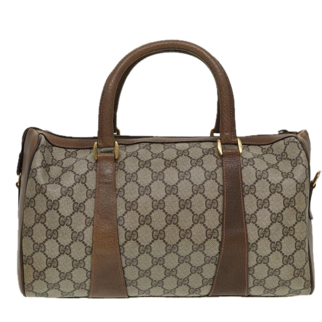 GUCCI GG Supreme Web Sherry Line Boston Bag PVC Beige Red 39 02 072 85055
