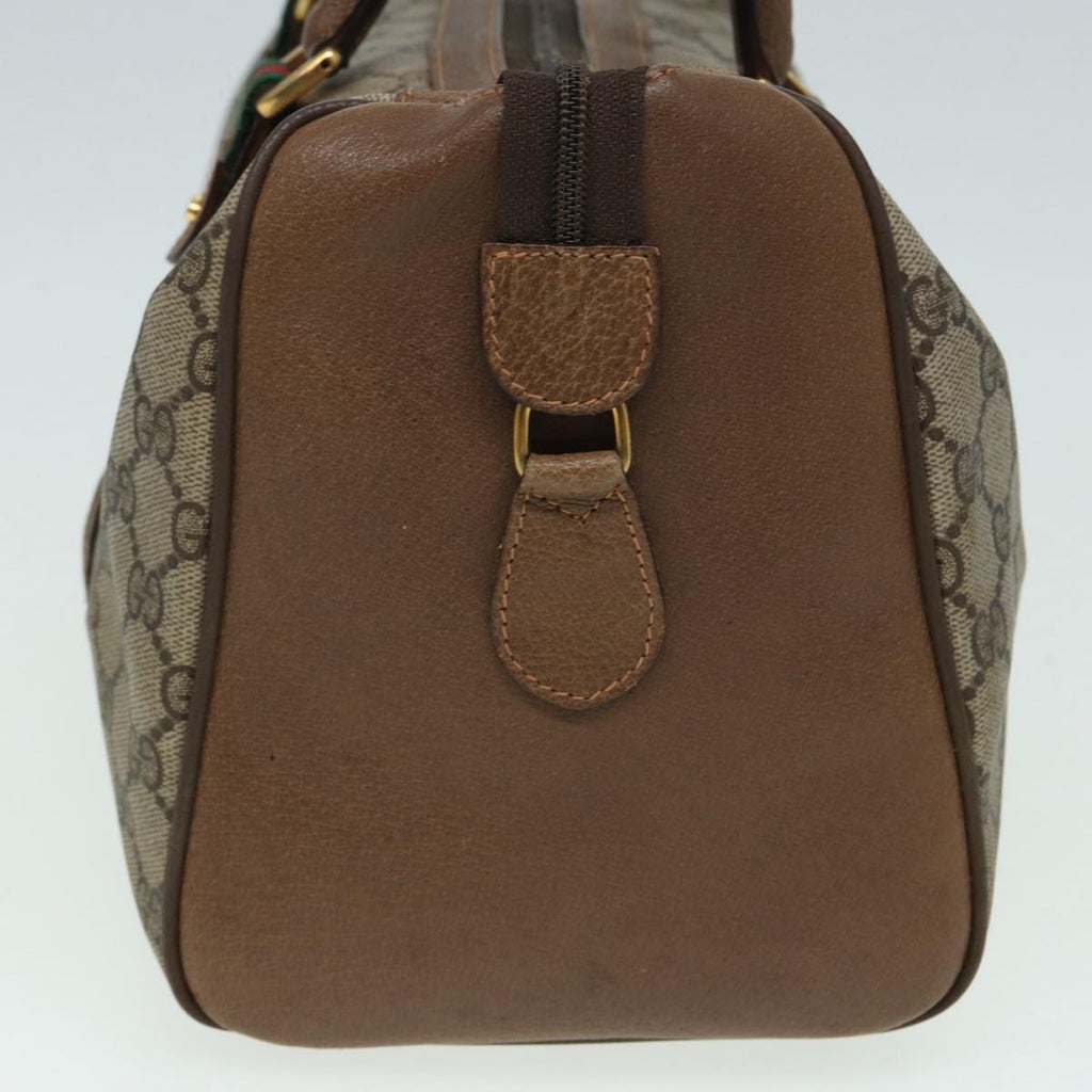 GUCCI GG Supreme Web Sherry Line Boston Bag PVC Beige Red 39 02 072 85055