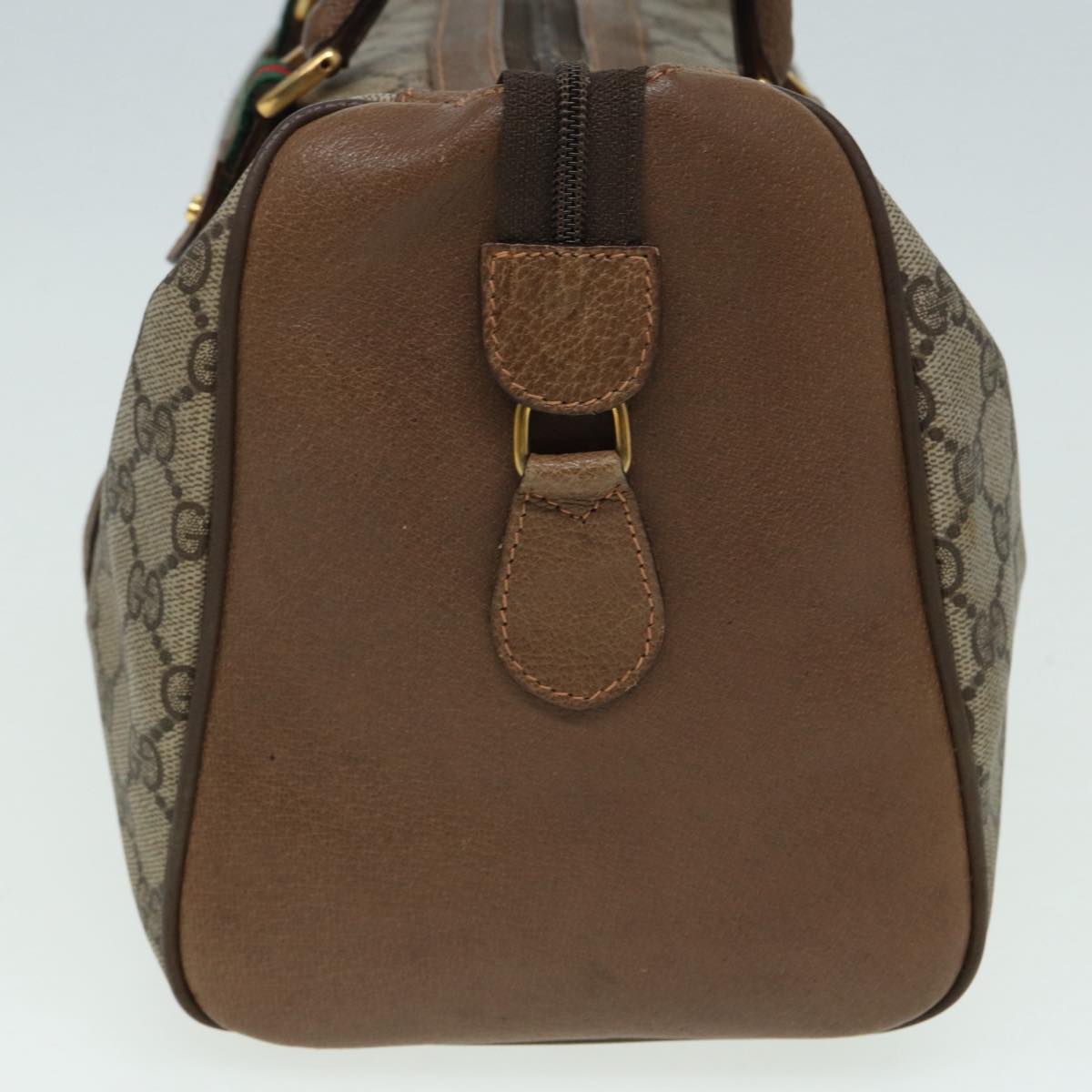 GUCCI GG Supreme Web Sherry Line Boston Bag PVC Beige Red 39 02 072 85055