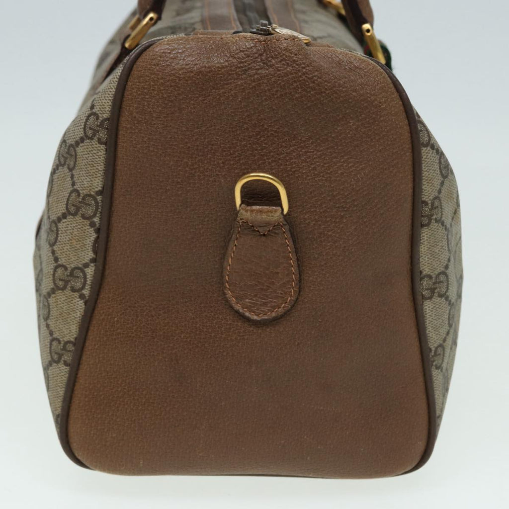 GUCCI GG Supreme Web Sherry Line Boston Bag PVC Beige Red 39 02 072 85055