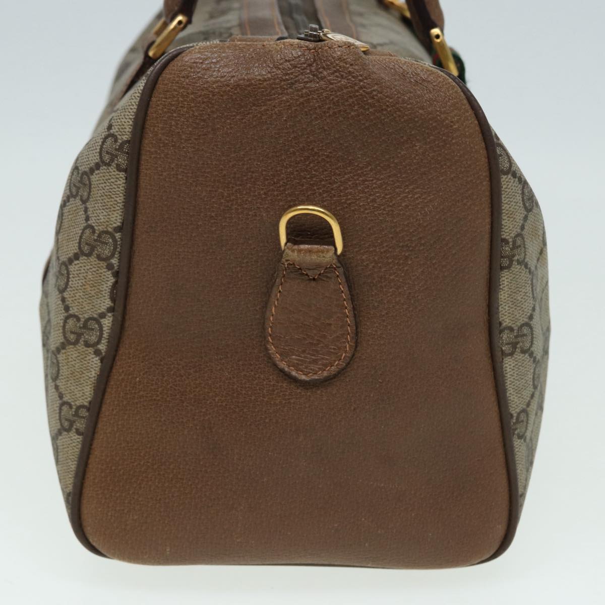 GUCCI GG Supreme Web Sherry Line Boston Bag PVC Beige Red 39 02 072 85055