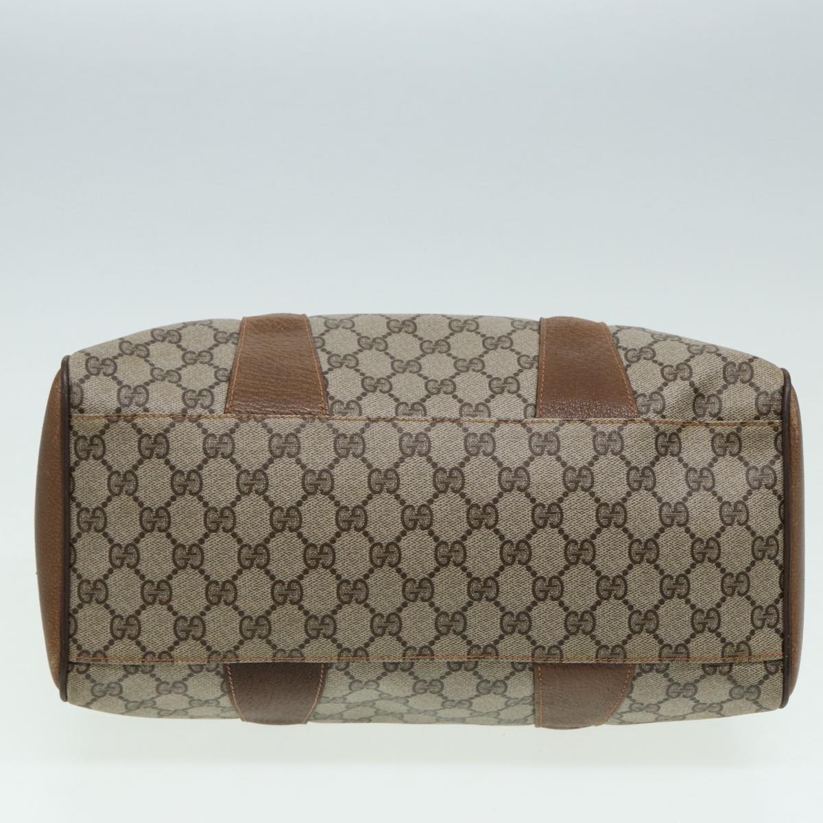 GUCCI GG Supreme Web Sherry Line Boston Bag PVC Beige Red 39 02 072 85055