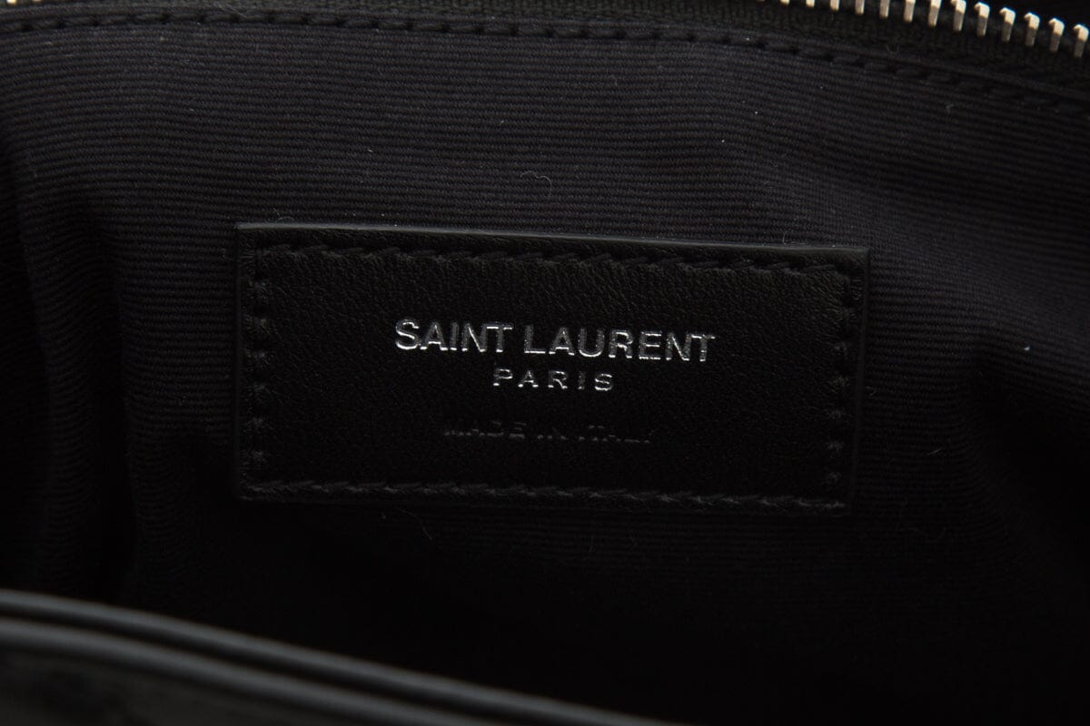 Saint Laurent Black Lou Lou Chevron Lambskin Backpack W/ Silvertone HW