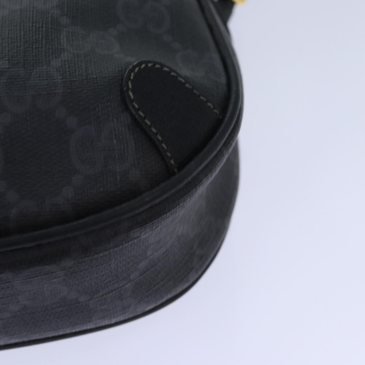 GUCCI GG Supreme Sherry Line Shoulder Bag PVC Black Gold 156 02 066 85106