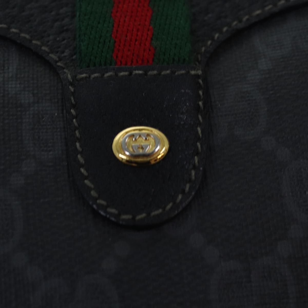 GUCCI GG Supreme Sherry Line Shoulder Bag PVC Black Gold 156 02 066 85106