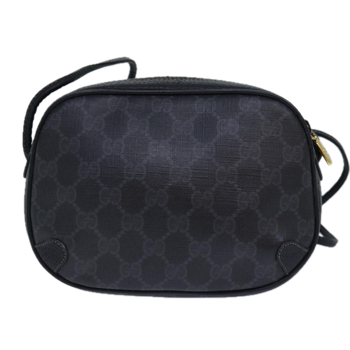 GUCCI GG Supreme Sherry Line Shoulder Bag PVC Black Gold 156 02 066 85106