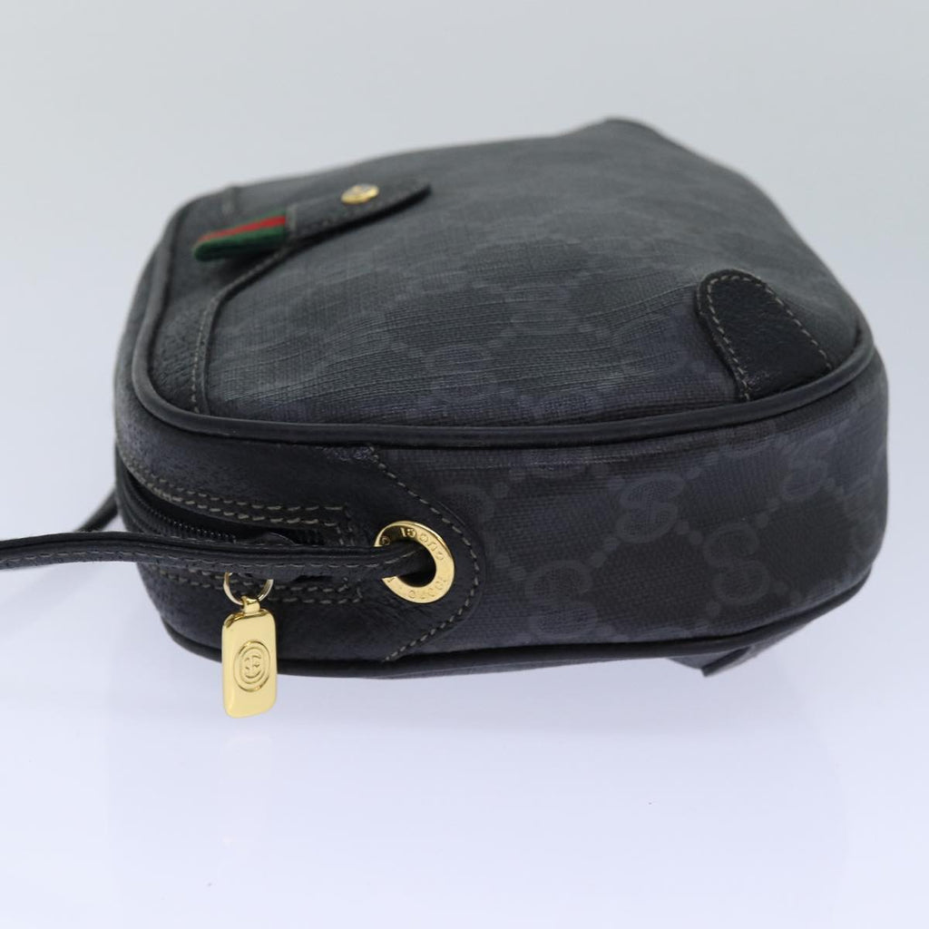 GUCCI GG Supreme Sherry Line Shoulder Bag PVC Black Gold 156 02 066 85106