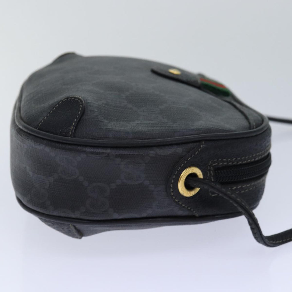 GUCCI GG Supreme Sherry Line Shoulder Bag PVC Black Gold 156 02 066 85106
