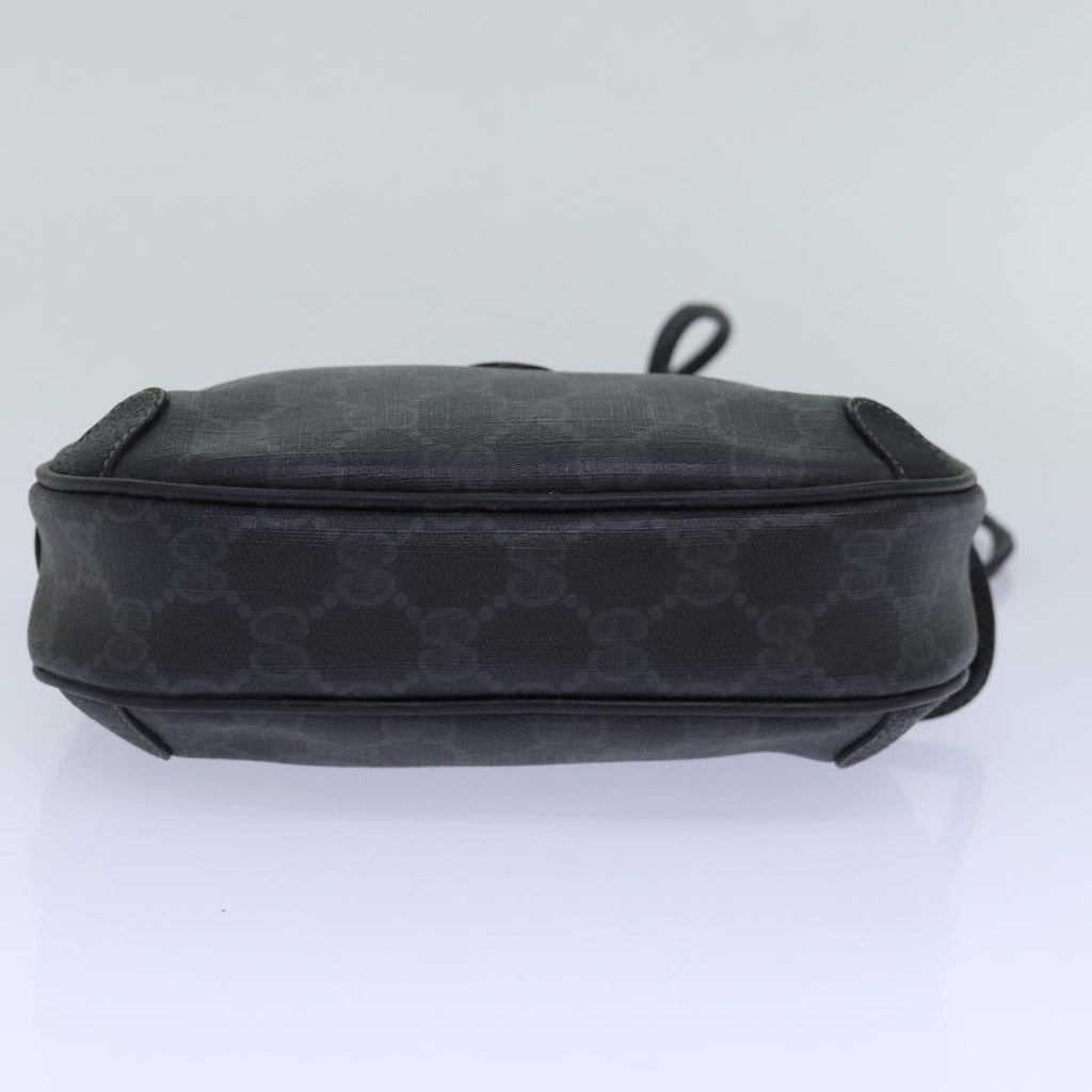 GUCCI GG Supreme Sherry Line Shoulder Bag PVC Black Gold 156 02 066 85106